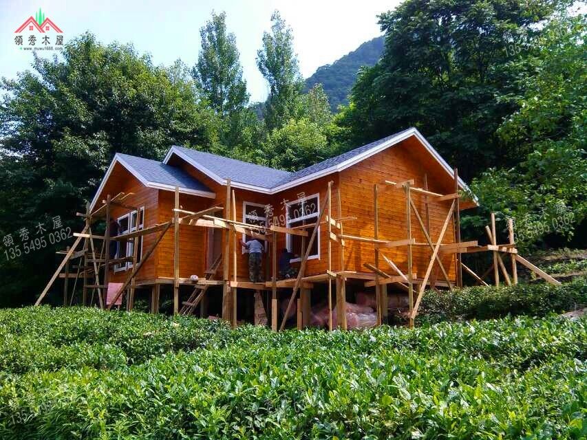 安徽茶園木別墅項目工程實例展示(圖5) 搭建過程的小木屋客房屋2處