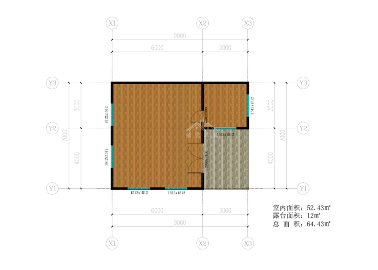 10萬元木屋有多少平米(圖4) 平面圖