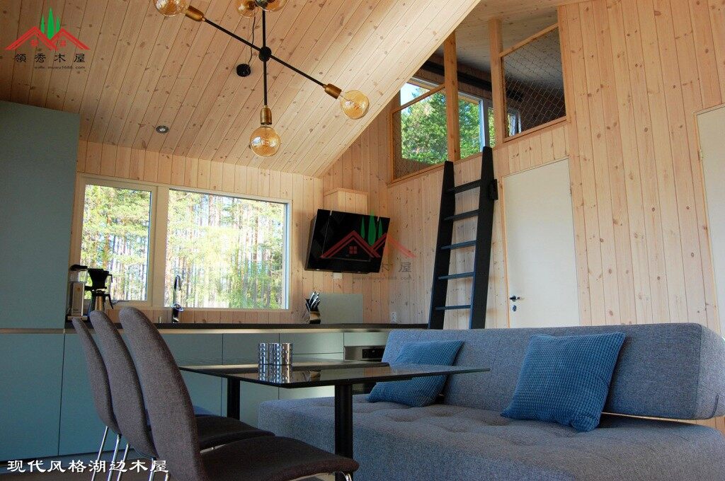 現(xiàn)代風(fēng)格湖邊吊腳木屋