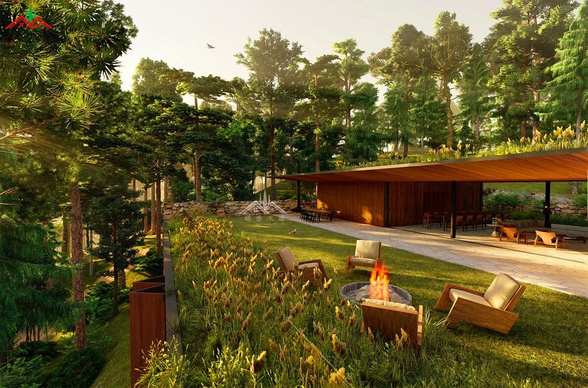 開放式現(xiàn)代風(fēng)格平頂森林度假木屋別墅(圖5)