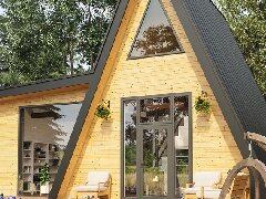 一半平斜頂一半人字頂帶閣