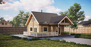 海南劉總占地130平方雙層三房重型木刻楞木屋別墅