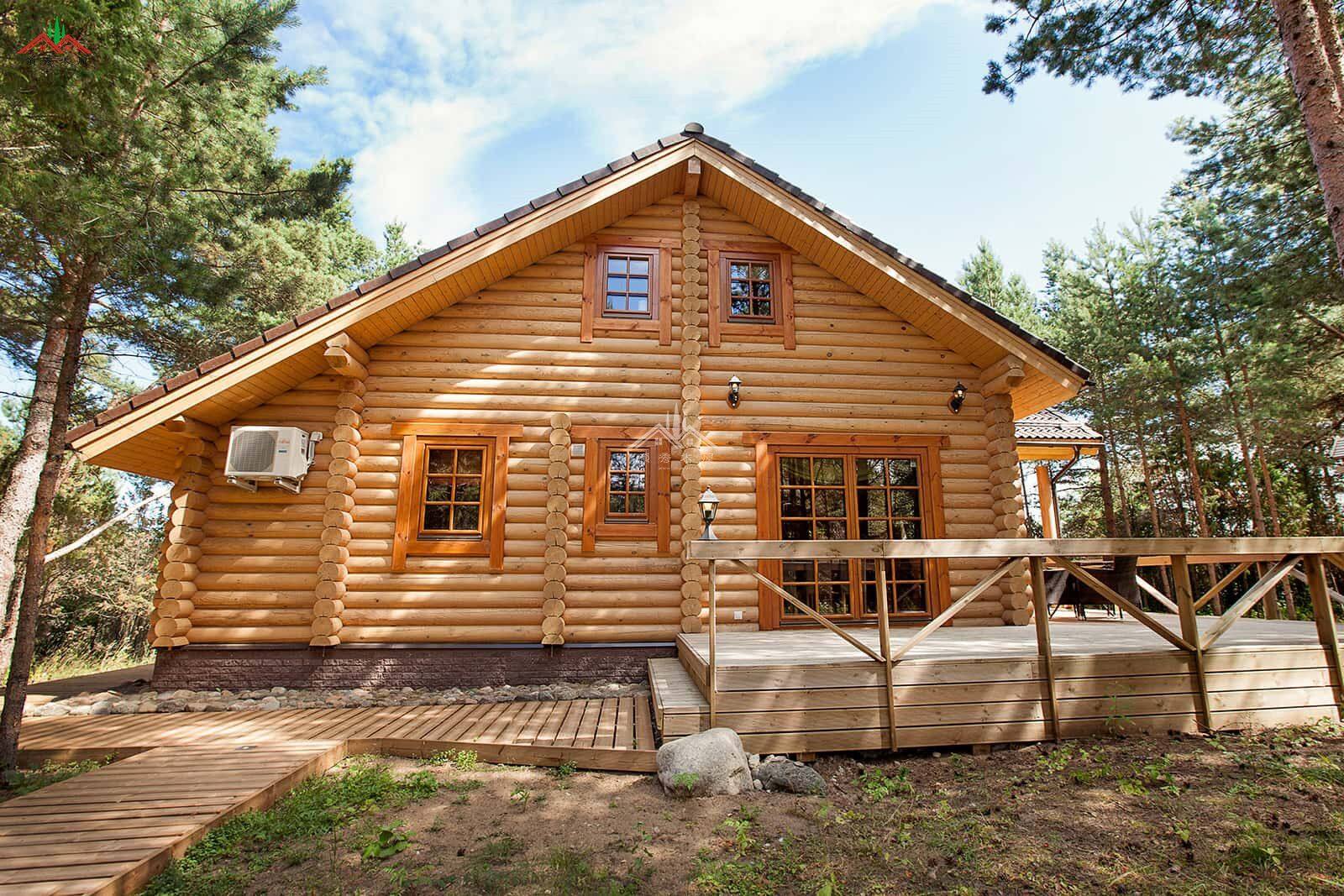 雙層三房重型木刻楞木屋別墅