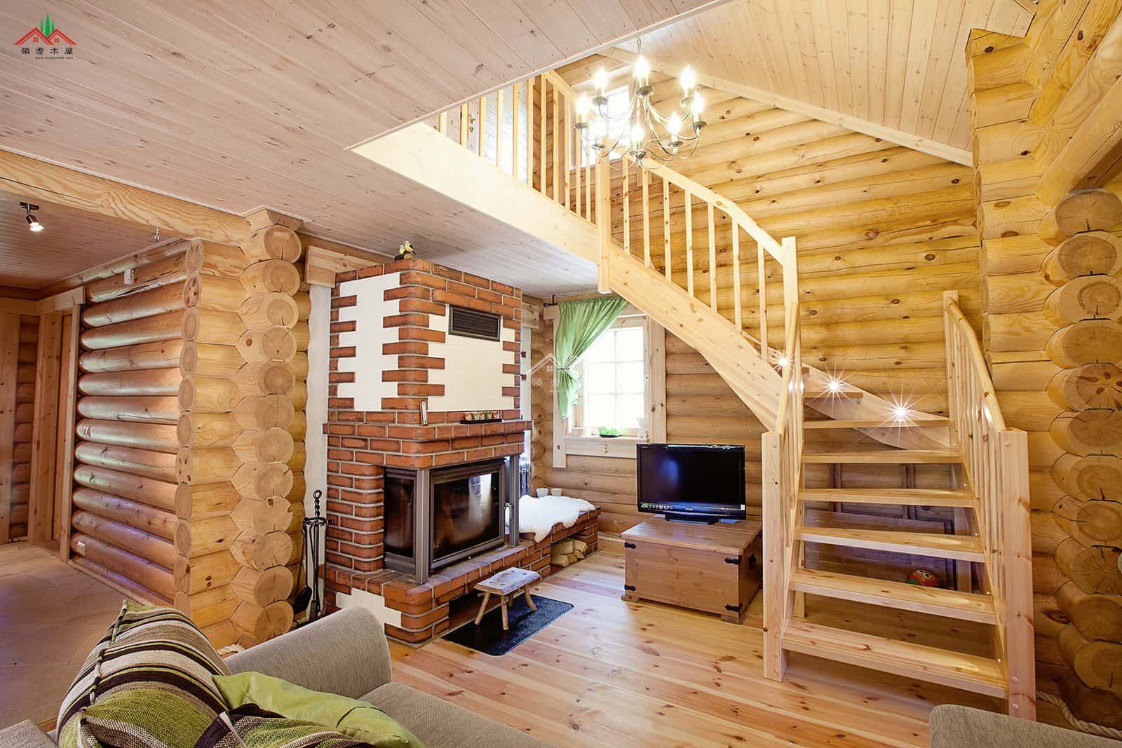 雙層三房重型木刻楞木屋別墅