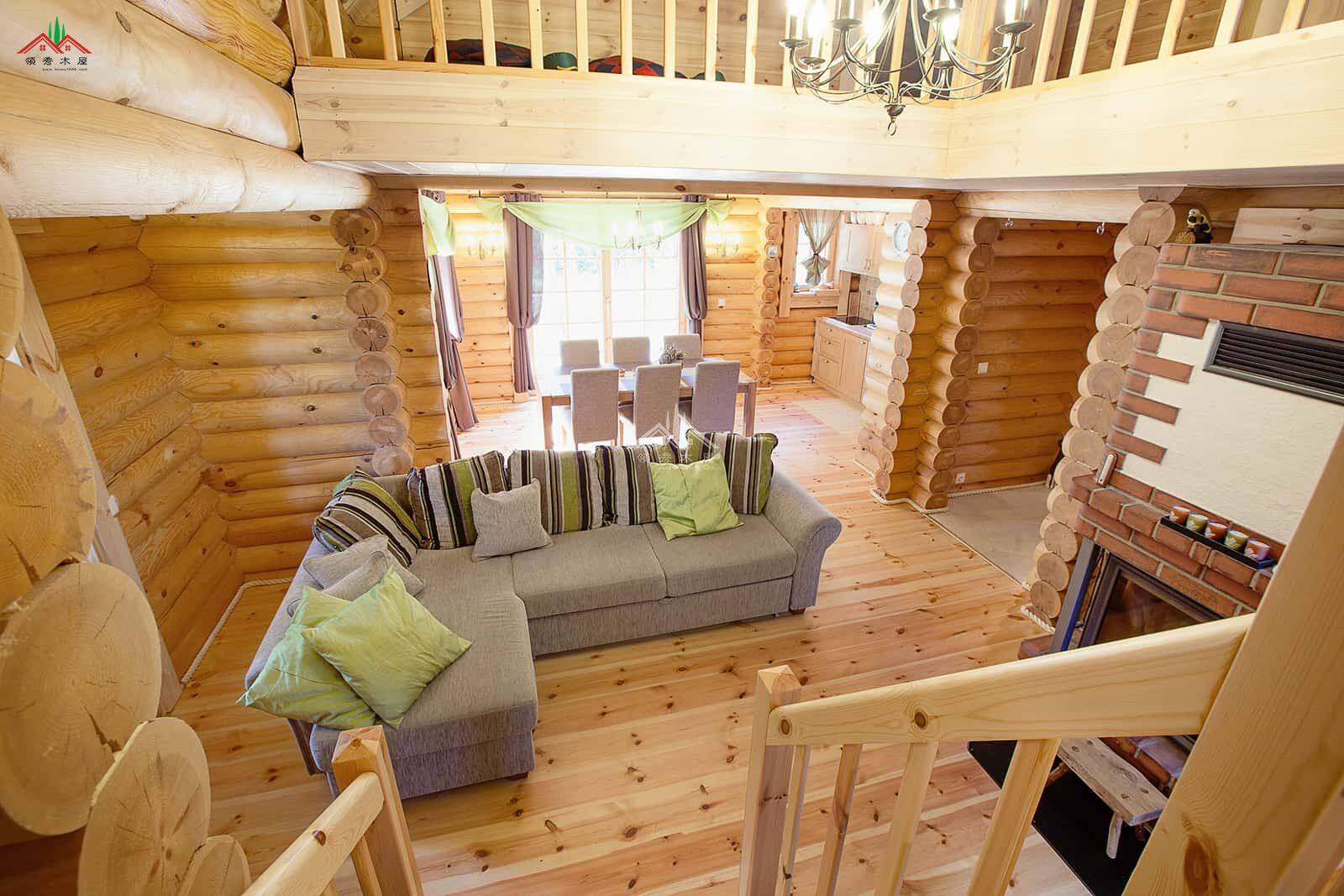 雙層三房重型木刻楞木屋別墅