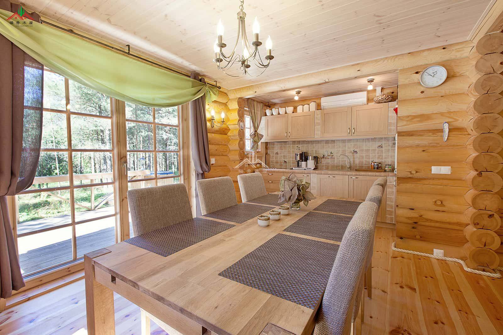 雙層三房重型木刻楞木屋別墅