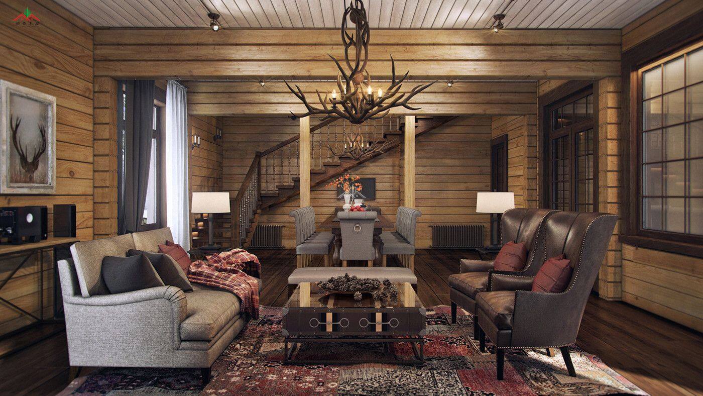 井干式木結(jié)構(gòu)室內(nèi)效果圖