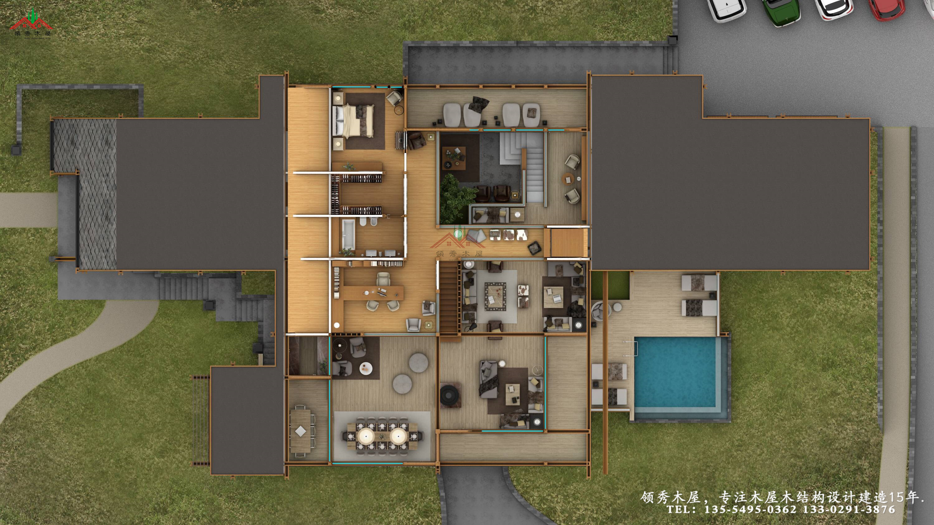 適合新時(shí)代審美人的現(xiàn)代風(fēng)格平頂?shù)倪m應(yīng)山坡地形的木屋別墅(圖9) 10003.jpg