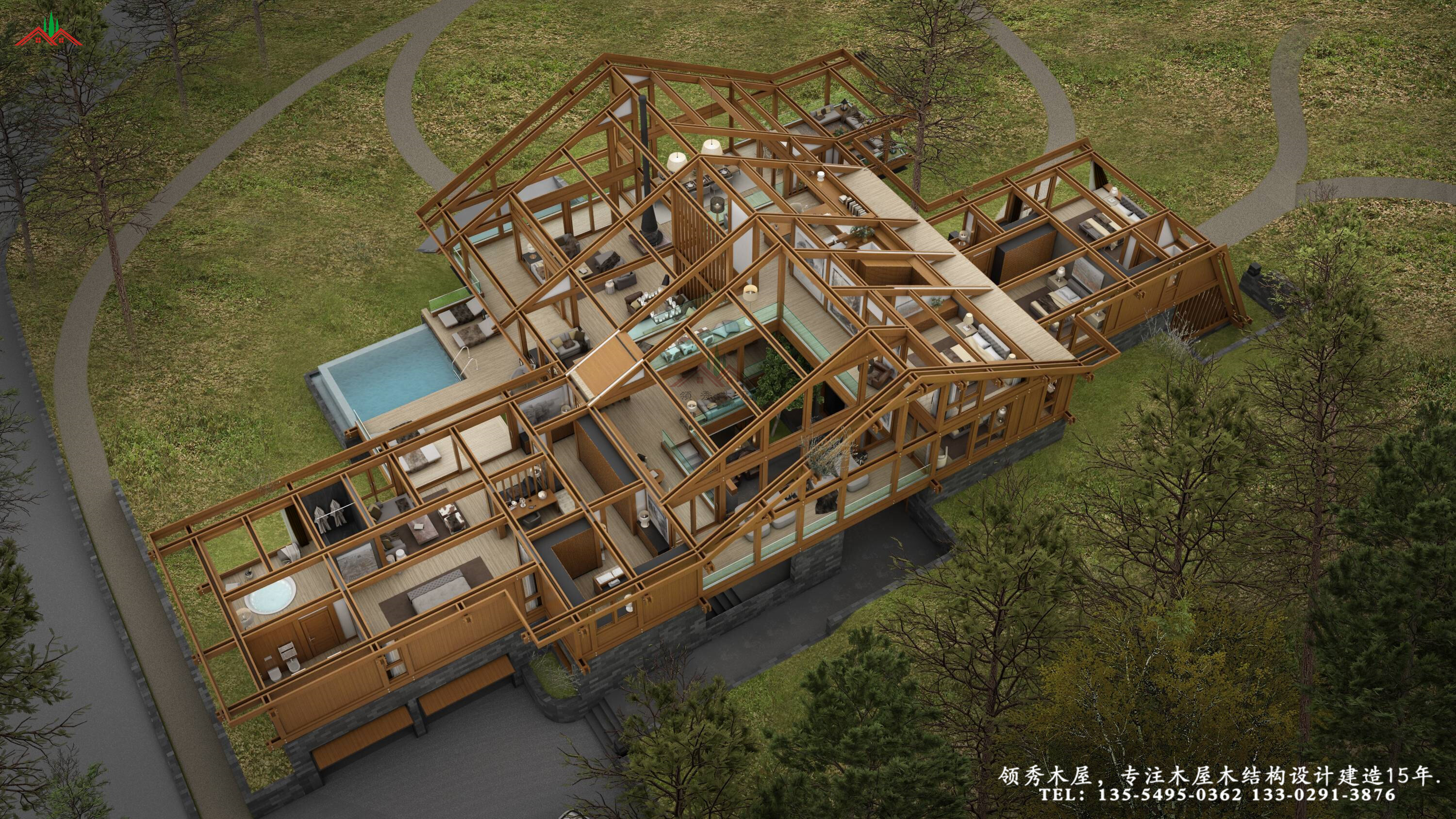 適合新時(shí)代審美人的現(xiàn)代風(fēng)格平頂?shù)倪m應(yīng)山坡地形的木屋別墅(圖8) 10005.jpg