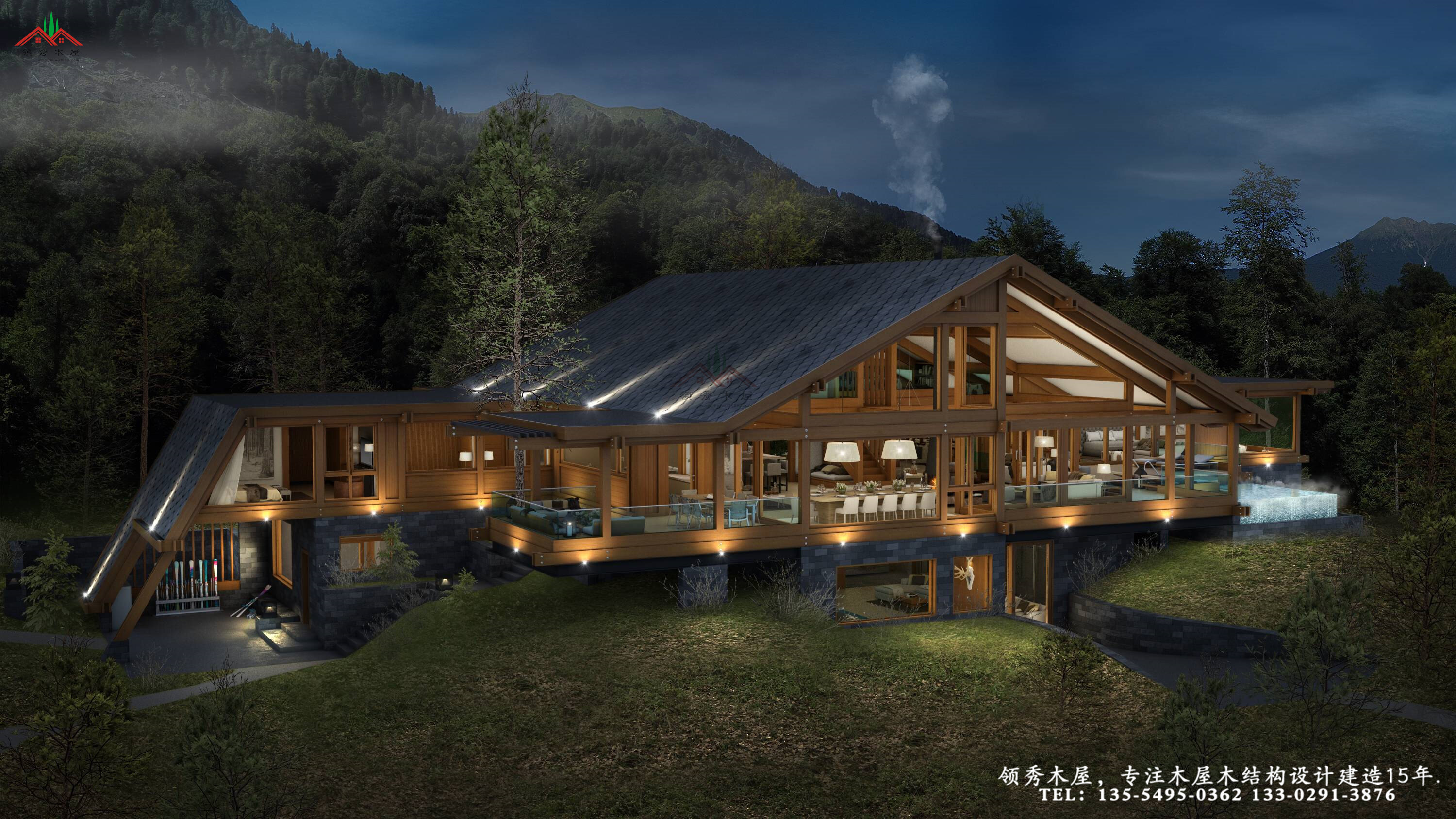 適合新時(shí)代審美人的現(xiàn)代風(fēng)格平頂?shù)倪m應(yīng)山坡地形的木屋別墅(圖1) 10006.jpg
