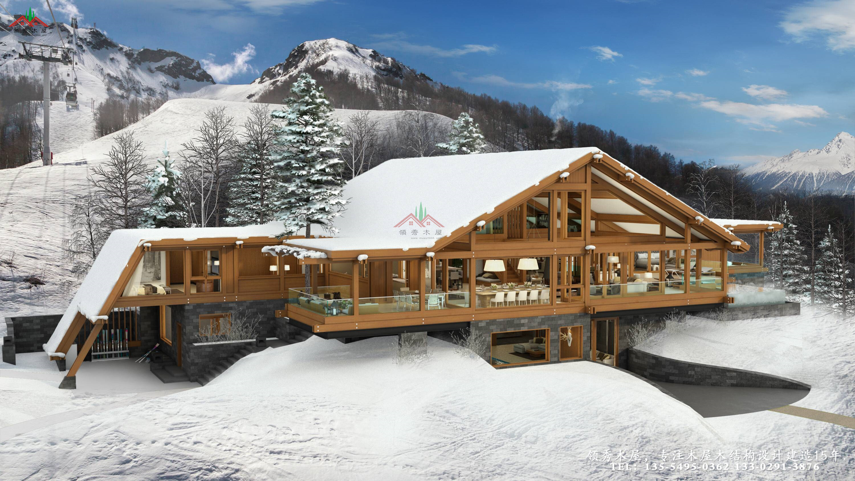 適合新時(shí)代審美人的現(xiàn)代風(fēng)格平頂?shù)倪m應(yīng)山坡地形的木屋別墅(圖2) 10007.jpg