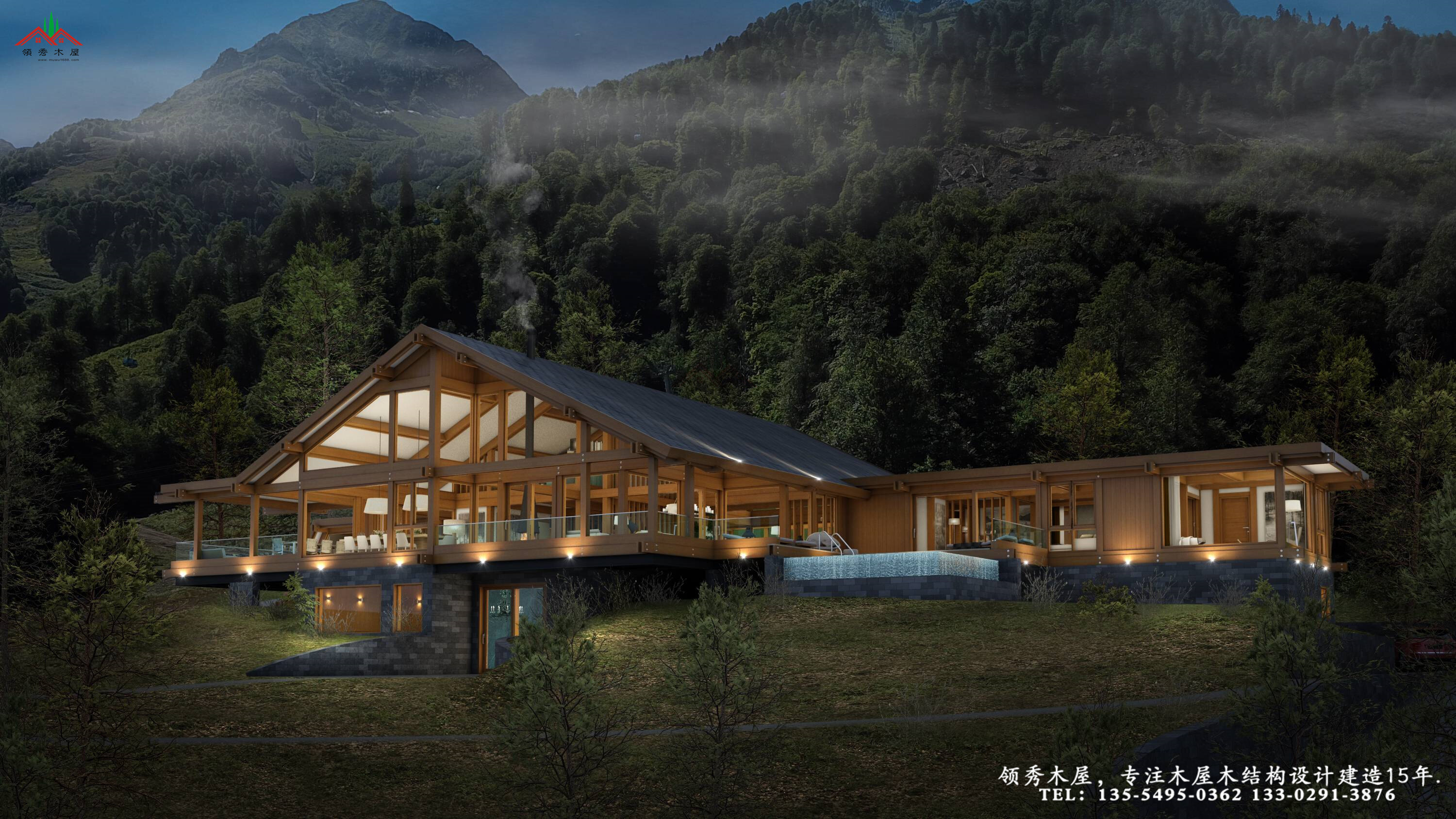 適合新時(shí)代審美人的現(xiàn)代風(fēng)格平頂?shù)倪m應(yīng)山坡地形的木屋別墅(圖6) 10012.jpg