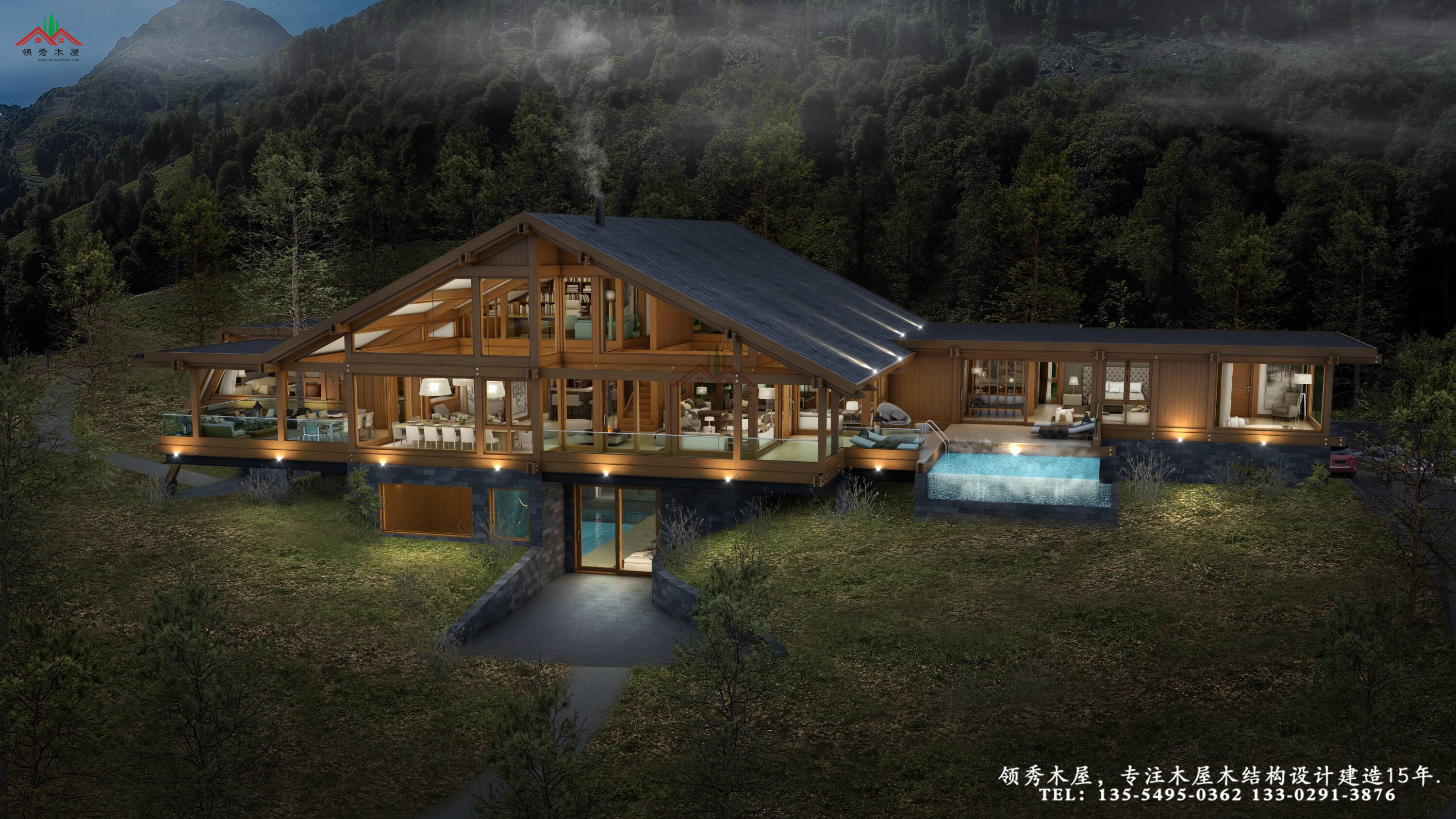 適合新時(shí)代審美人的現(xiàn)代風(fēng)格平頂?shù)倪m應(yīng)山坡地形的木屋別墅(圖7) 10013.jpg
