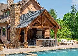 庭院里的生活美學(xué)：一座泳池邊的木結(jié)構(gòu)休閑殿堂燒烤木亭