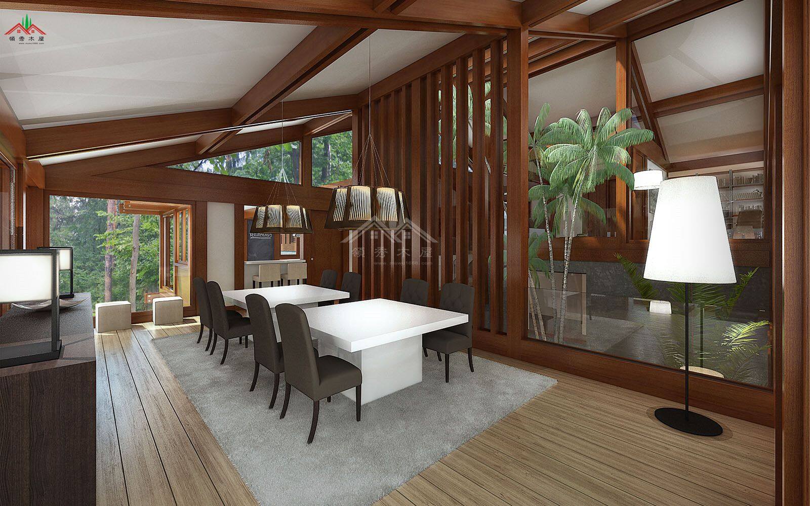 600平方的平頂現(xiàn)代風(fēng)格木屋酒店