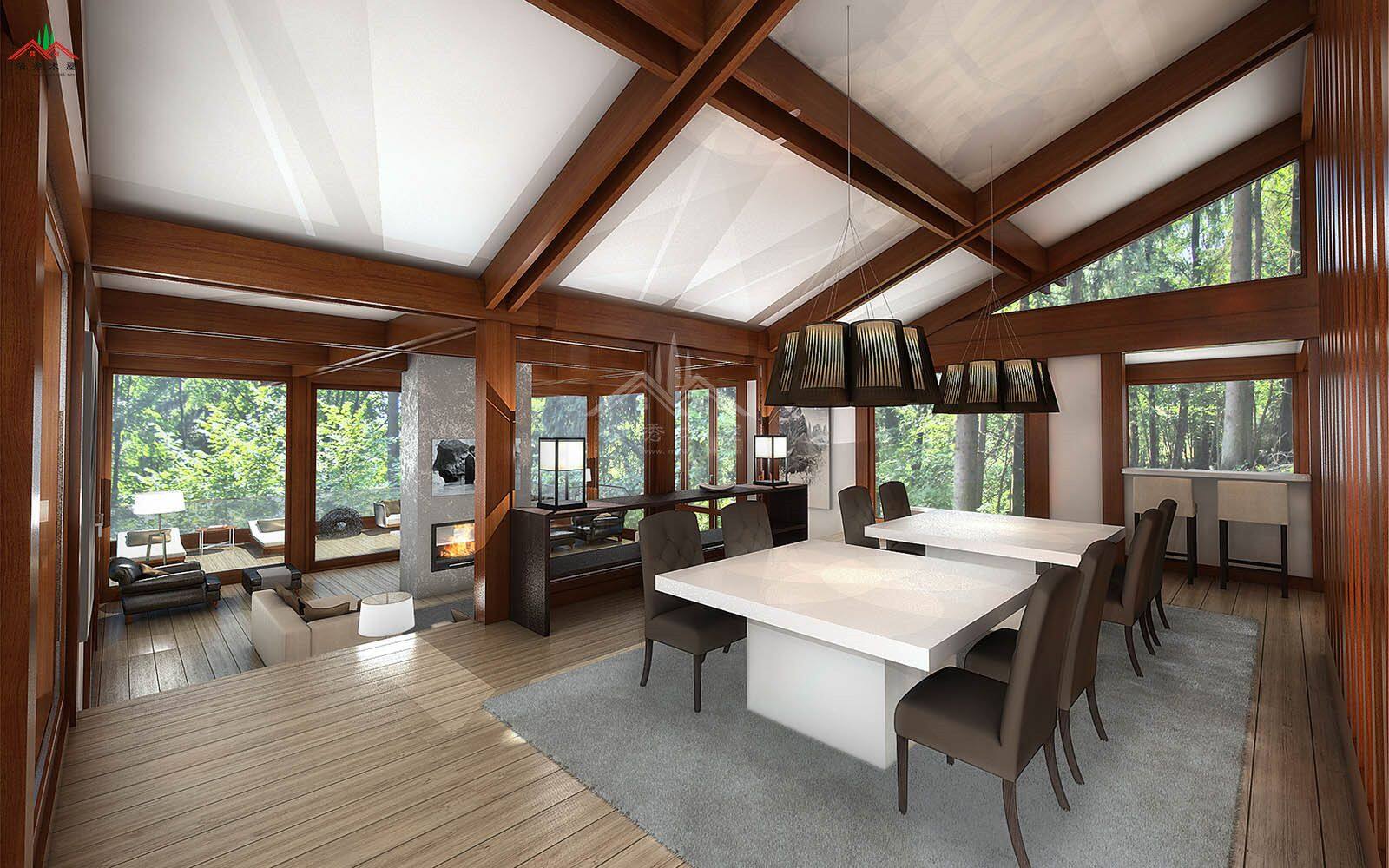 600平方的平頂現(xiàn)代風(fēng)格木屋酒店