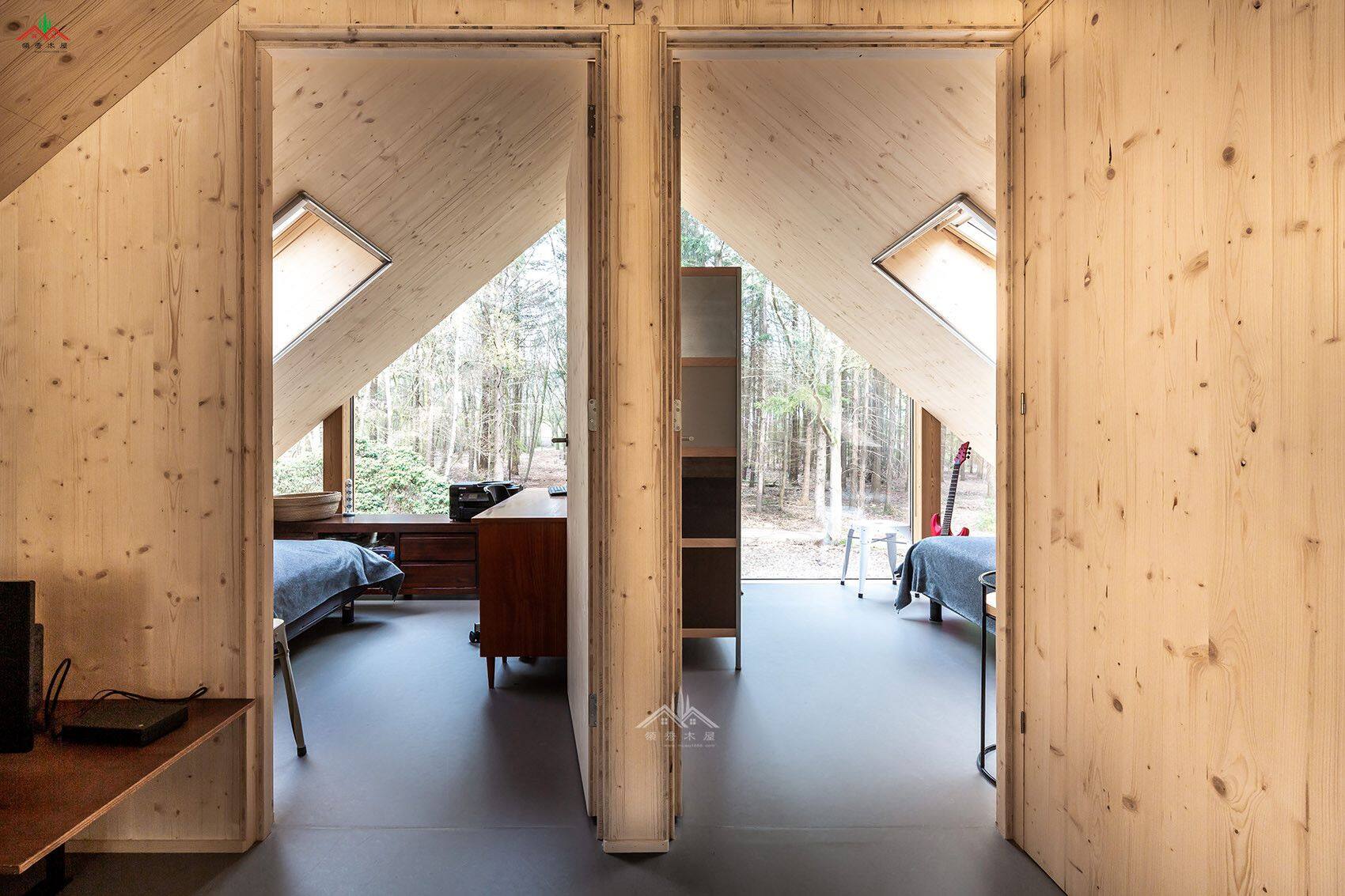 有完美曲線的膠合木木屋