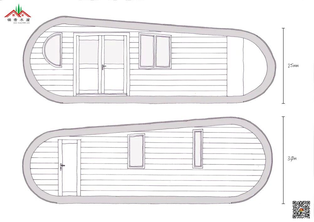 橢圓形單間配套木屋