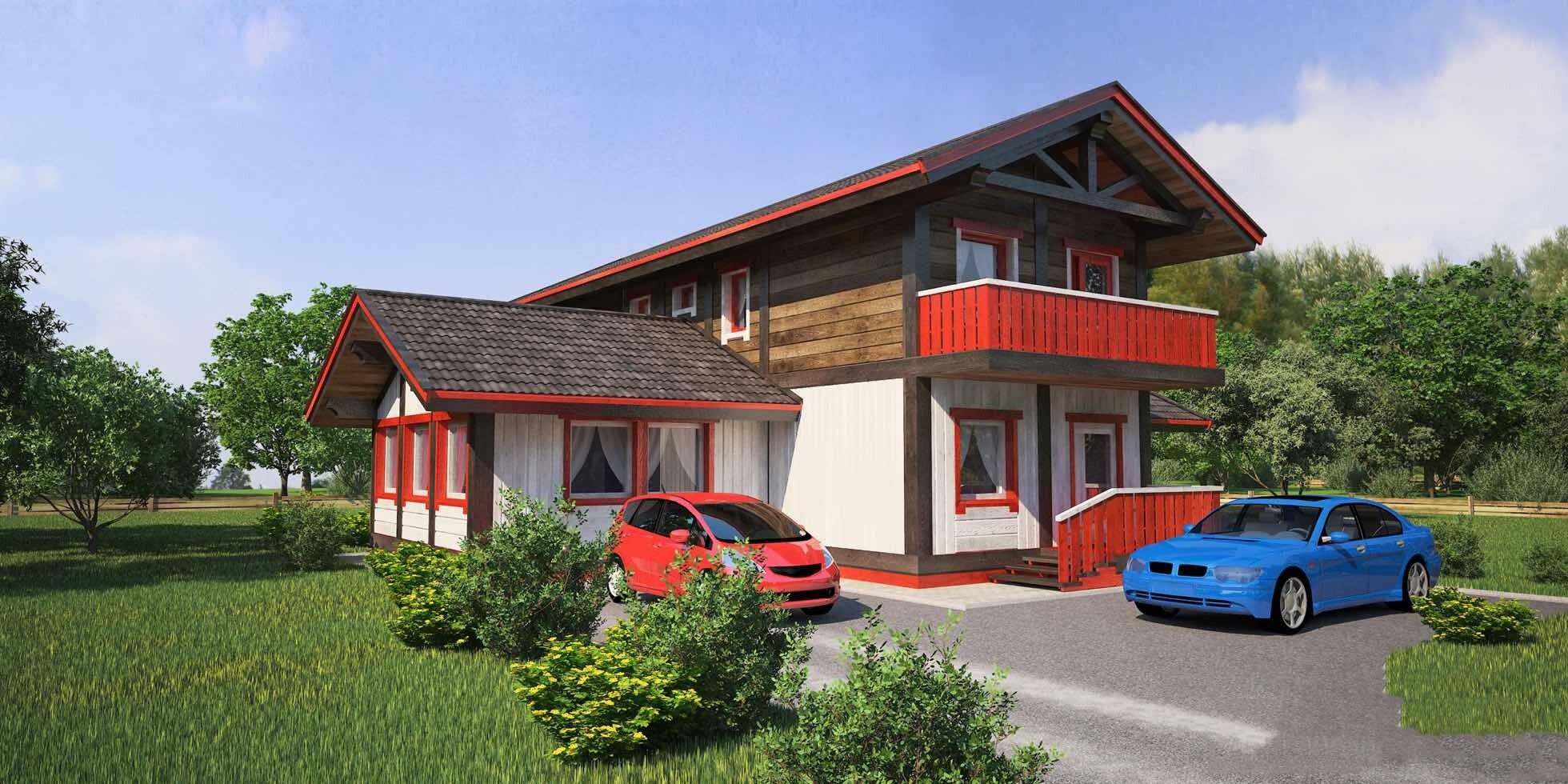 230平方雙層紅色梁柱型