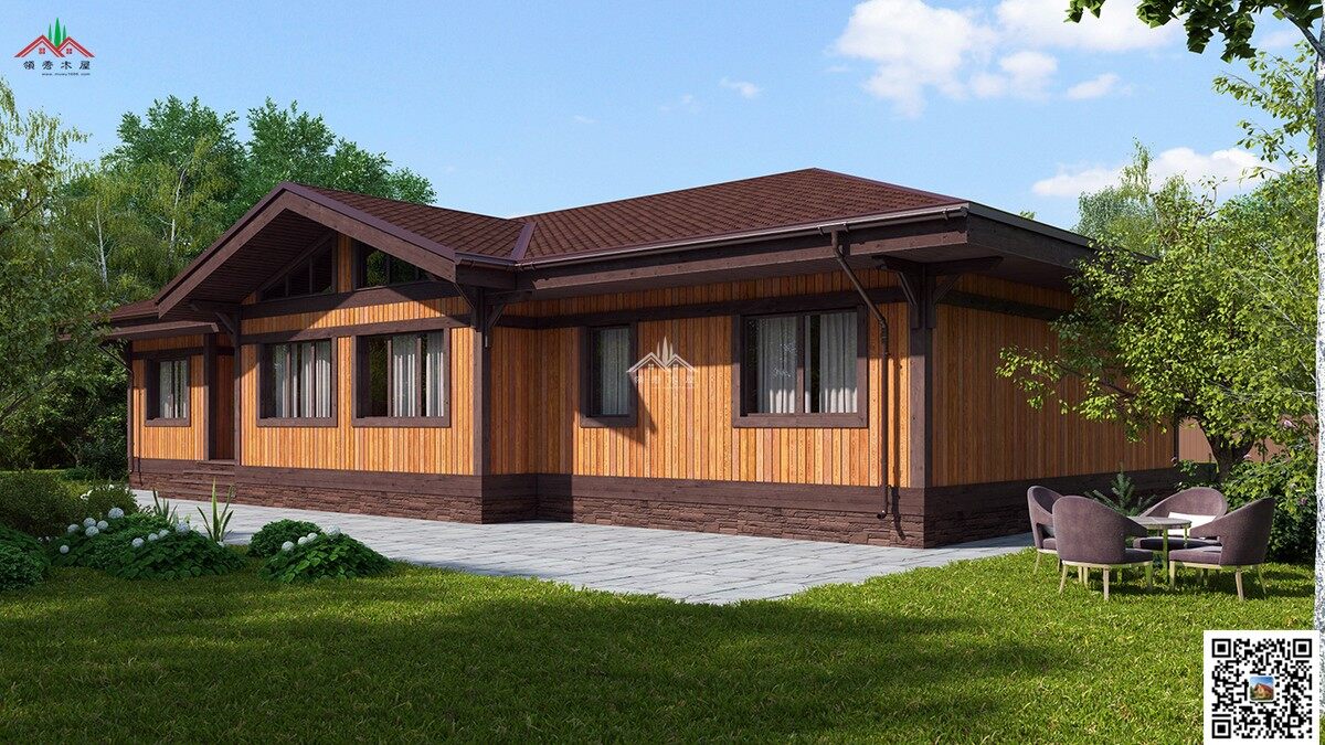 200平方單層三房兩廳兩衛(wèi)木屋別墅