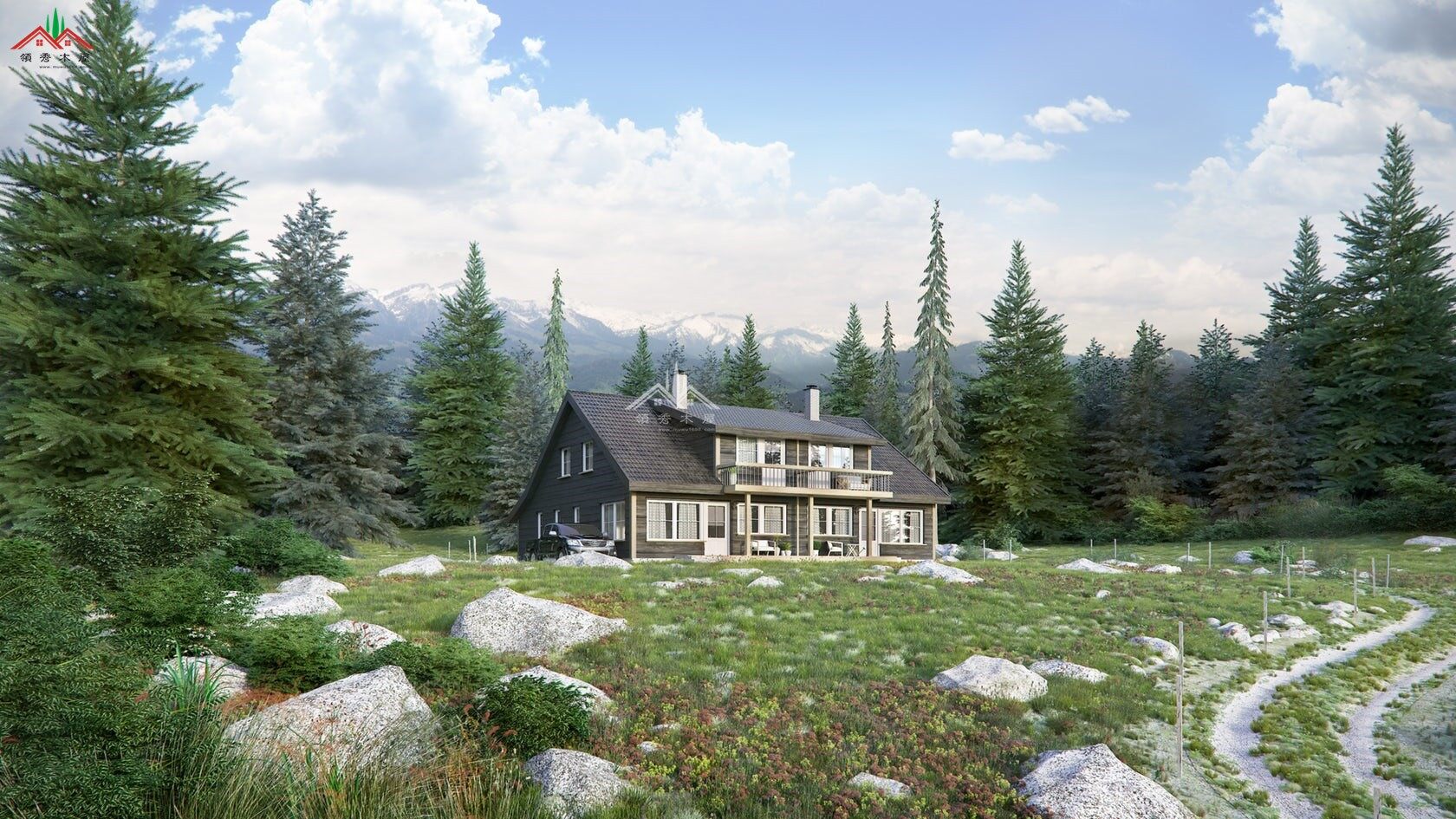 雙層森林木屋別墅