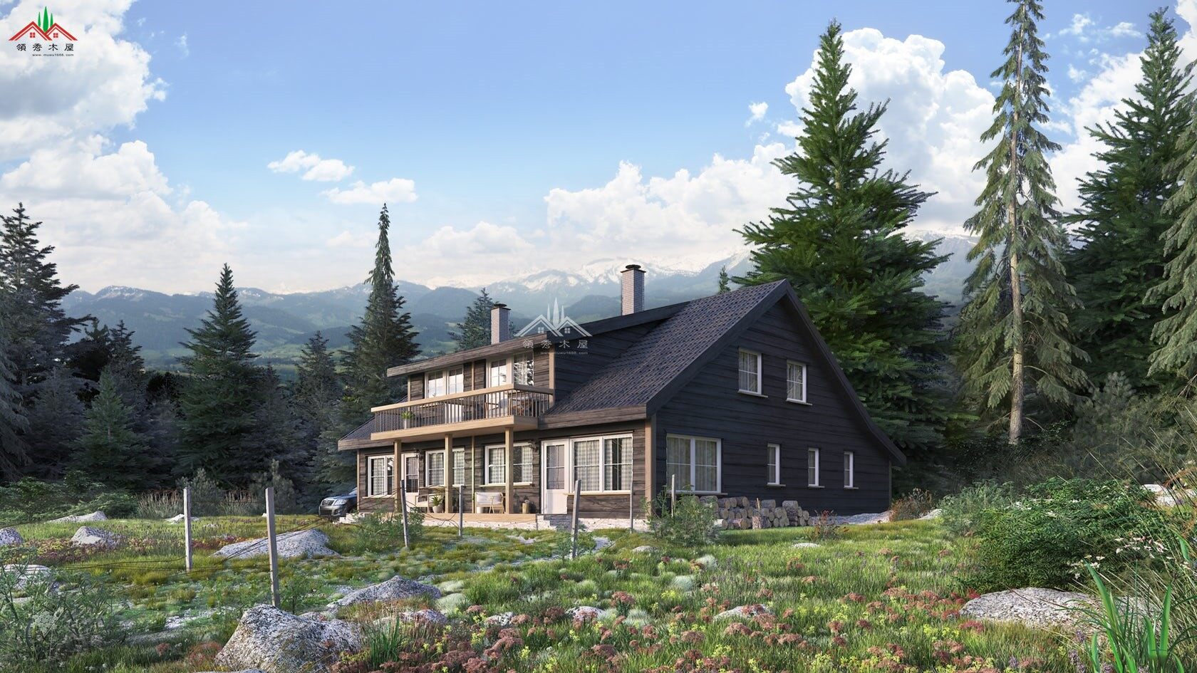 雙層森林木屋別墅