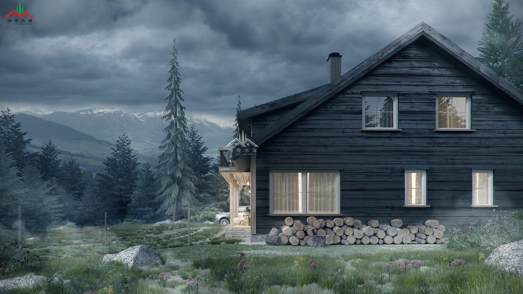 雙層森林木屋別墅